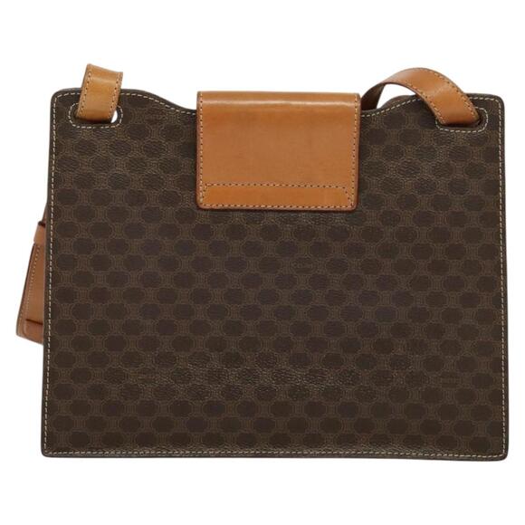 CELINE Macadam Canvas Shoulder Bag Pvc Leather Brown Gold - Picture 2 of 13